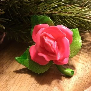 Vintage Hot Pink Rose Pin